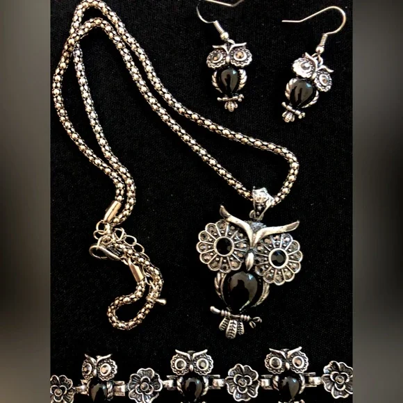 Night owl jewelry set matching necklace bracelet earrings - Picture 4 of 11